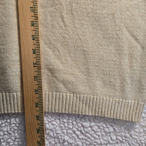 Charter Club Womens M Beige Metalic Thread Sparkle Cotton Henley Sweater Buckle - Picture 8 of 9